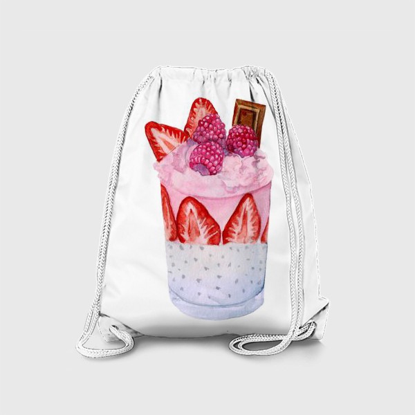 Рюкзак &laquo;Акварель Стакан десерт ягоды, шоколад, крем. мороженое&raquo;