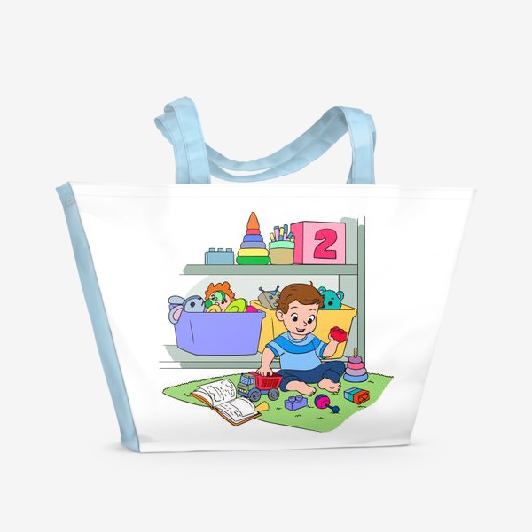 Пляжная сумка «Ребенок в детской комнате»