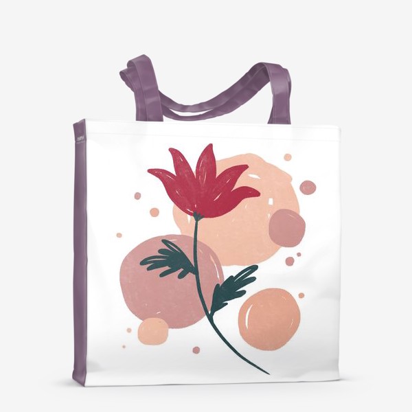 Сумка-шоппер «Лаконичный цветок на фоне пастельных кругов 2»