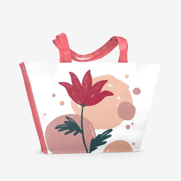 Пляжная сумка «Лаконичный цветок на фоне пастельных кругов 2»