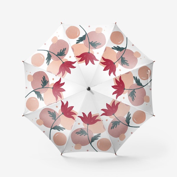 Зонт «Лаконичный цветок на фоне пастельных кругов 2»