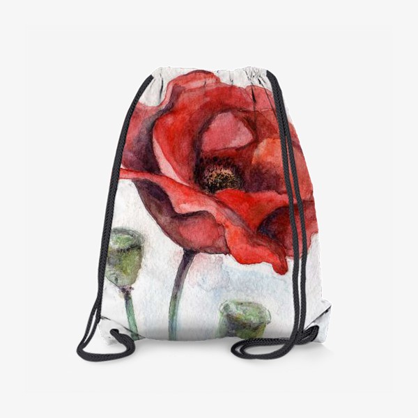 Рюкзак «Цветок Мак акварель»