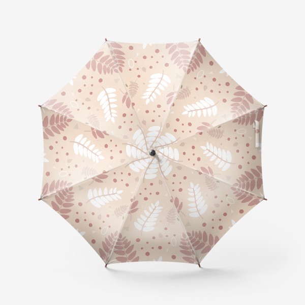 Зонт «Ботанический узор с листьями на нежном фоне»