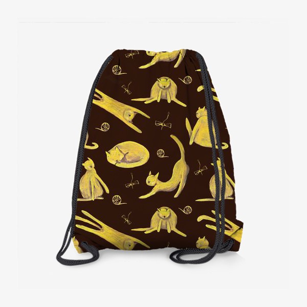 Рюкзак «Желтые котики на коричневом фоне Паттерн Узор с котами для детей»