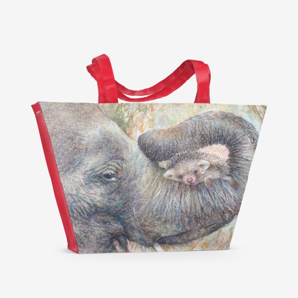 Пляжная сумка «Слон и ежик , теплые .»