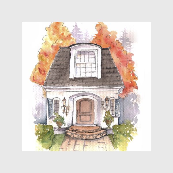 Шторы «Осенний домик»