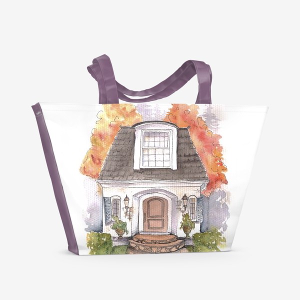 Пляжная сумка «Осенний домик»
