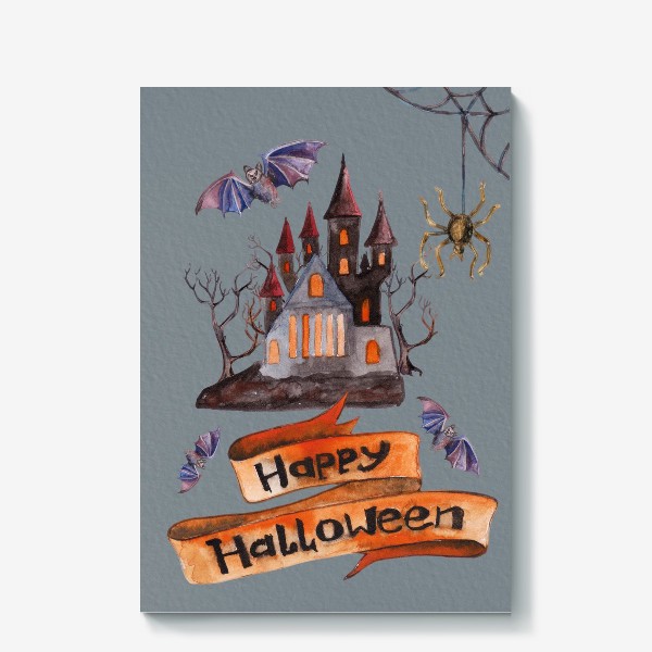 Холст &laquo;Happy Halloween. Счастливого Хелоуина. Постер-открытка символика Хелоуина&raquo;