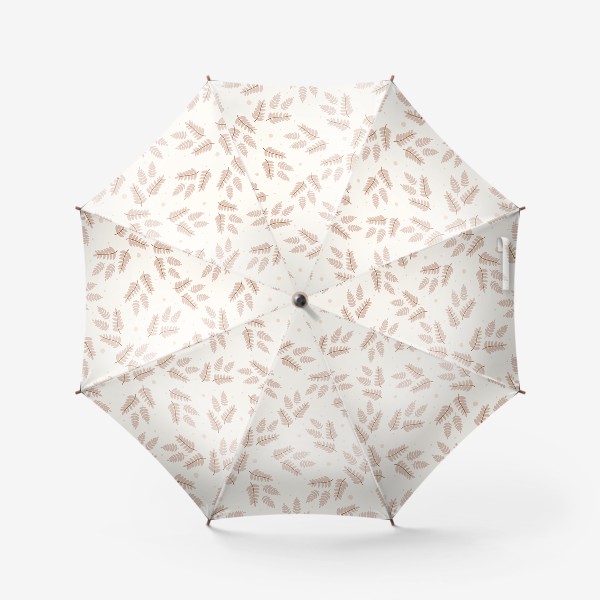 Зонт &laquo;Паттерн в пастельных тонах. Ботанический узор  с нежными листьями и веточками на белом фоне&raquo;