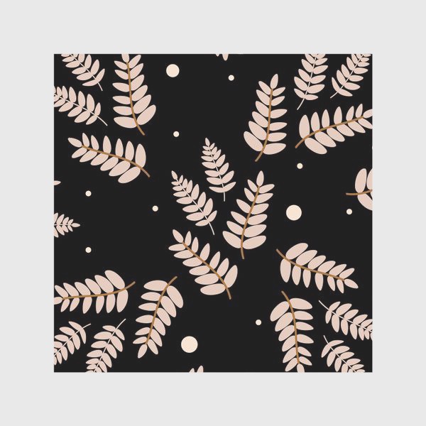Скатерть &laquo;Ботанический узор с ветками и листьями на черном фоне. Листья в пастельных тонах. Минималистичный узор.&raquo;