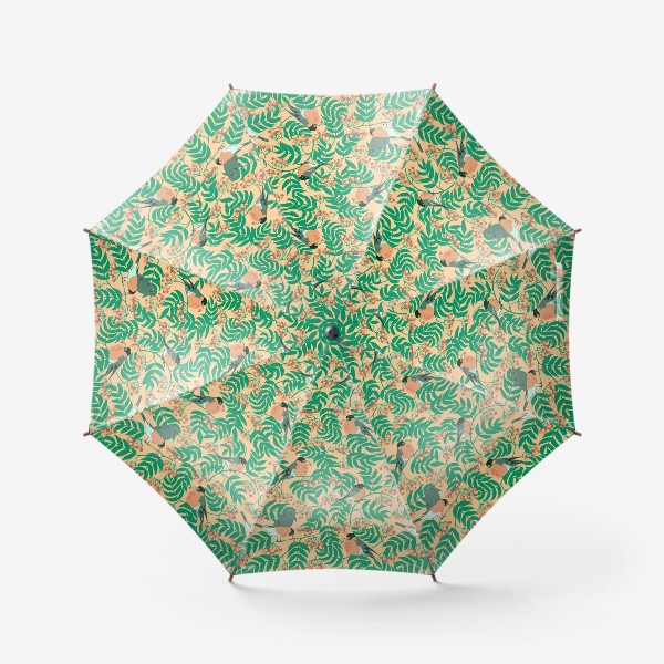 Зонт «Снегири на ветках рябины. На персиковом. »