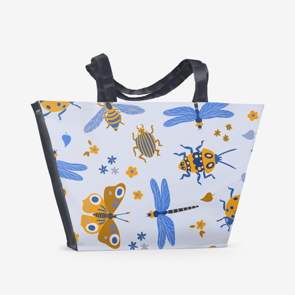 Пляжная сумка «Насекомые (божья коровка, бабочка, стрекоза, жуки)»