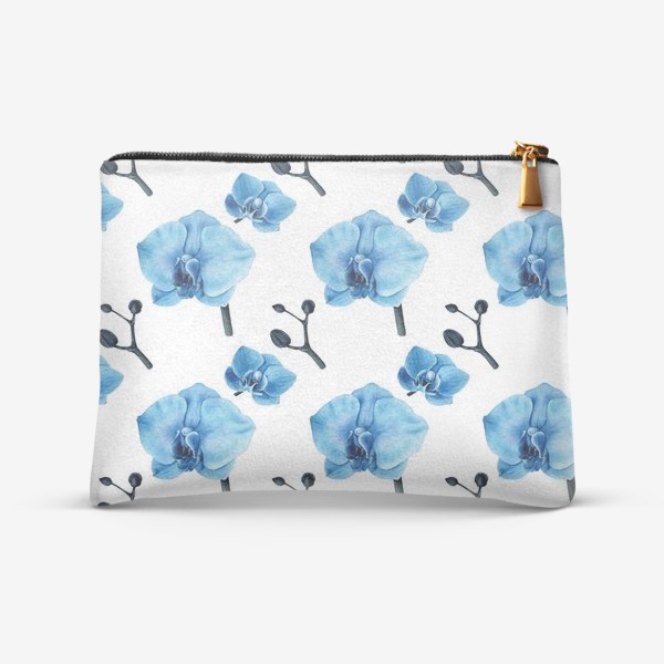 Косметичка &laquo;Паттерн голубая орхидея ботаническая иллюстрация&raquo;