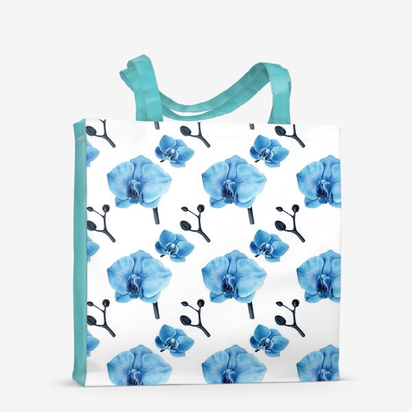 Сумка-шоппер &laquo;Паттерн голубая орхидея ботаническая иллюстрация&raquo;