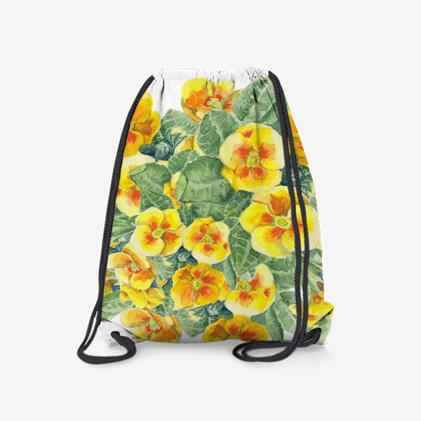 Рюкзак «Акварельные цветы. Примула. Первоцвет. Желтые цветы»