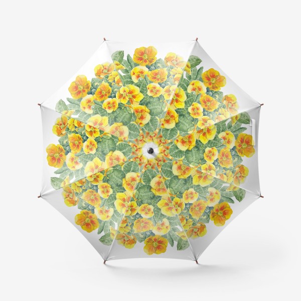 Зонт &laquo;Акварельные цветы. Примула. Первоцвет. Желтые цветы&raquo;