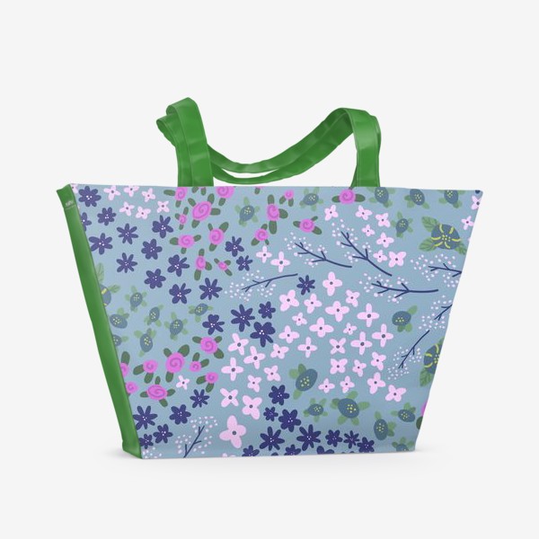 Пляжная сумка «Нежное цветущее поле в стиле японского кимоно»