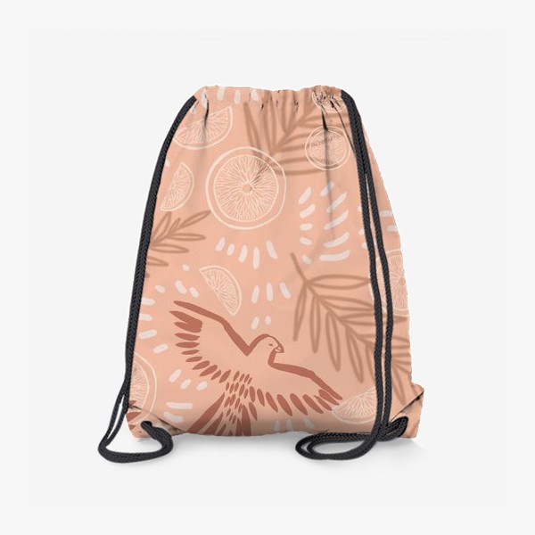 Рюкзак «Птицы и цитрусы на персиковом фоне»