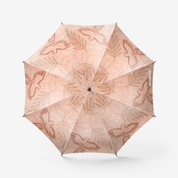 Зонт «Птицы и цитрусы на персиковом фоне»