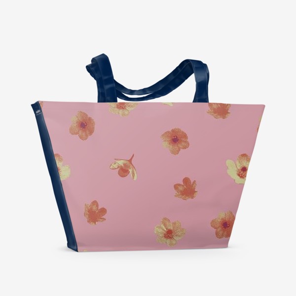 Пляжная сумка «Потёртые нежные цветы на розовом»