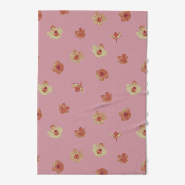 Полотенце «Потёртые нежные цветы на розовом»