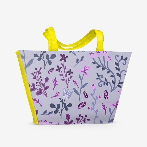 Пляжная сумка «Цветочки-веточки на светлом»