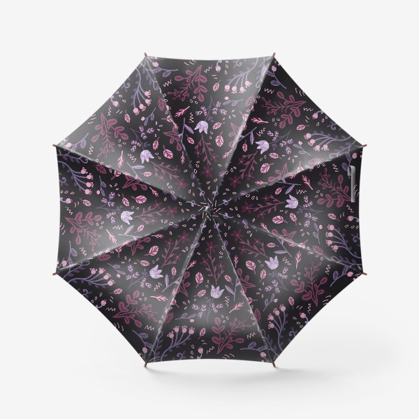 Зонт «Цветочки-веточки на тёмном»