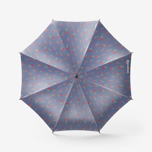 Зонт «Коралловые акварельные цветы на пыльно-синевом фоне»