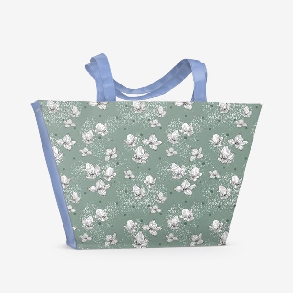 Пляжная сумка «Деликатные цветы на мятном»