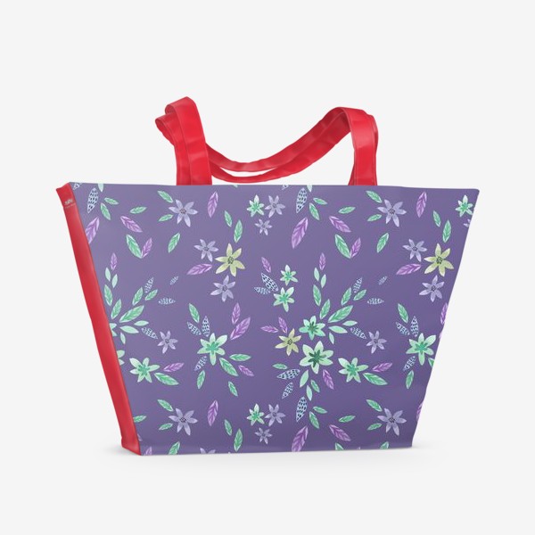 Пляжная сумка «Акварельные листочки-цветочки»