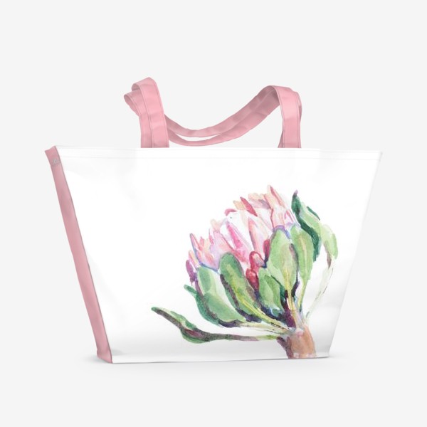 Пляжная сумка «Экзотический цветок акварелью. Протея»
