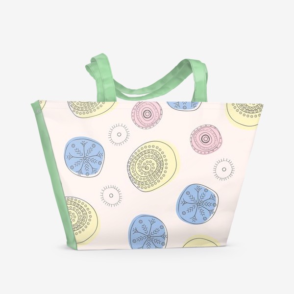 Пляжная сумка «абстрактные круги,цветы»