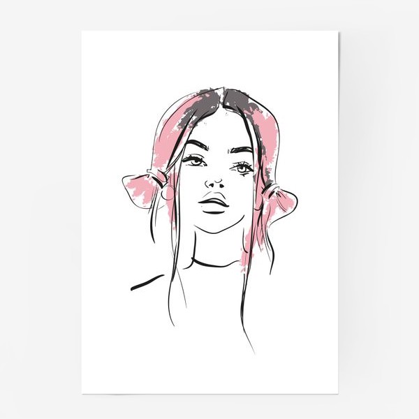 Постер «Pink | Color hair | Fashion cкетч»