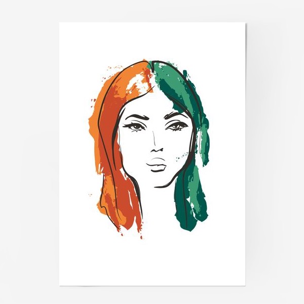 Постер «Autumn | Color hair | Fashion cкетч»