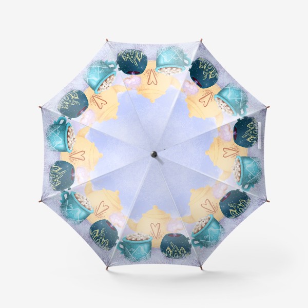 Зонт «зимний чайник и кружечки»