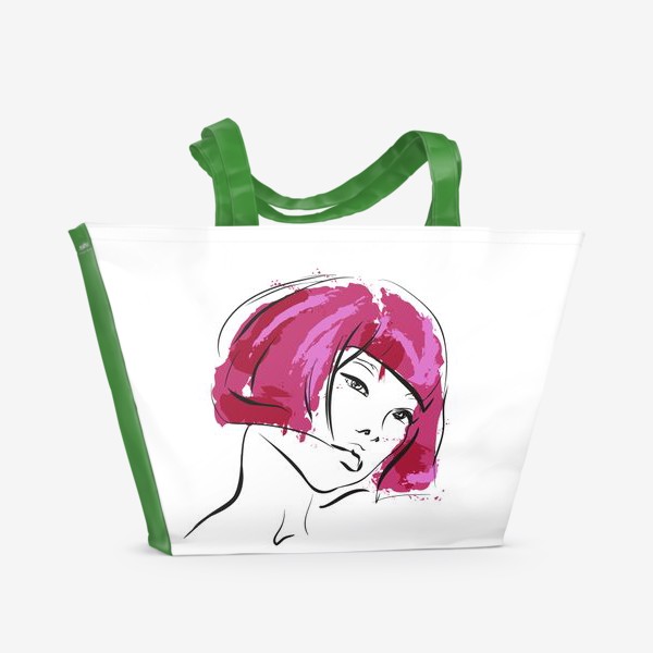 Пляжная сумка «Fuchsia | Color hair | Fashion cкетч»