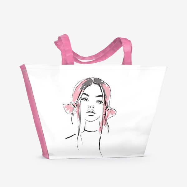 Пляжная сумка «Pink | Color hair | Fashion cкетч»