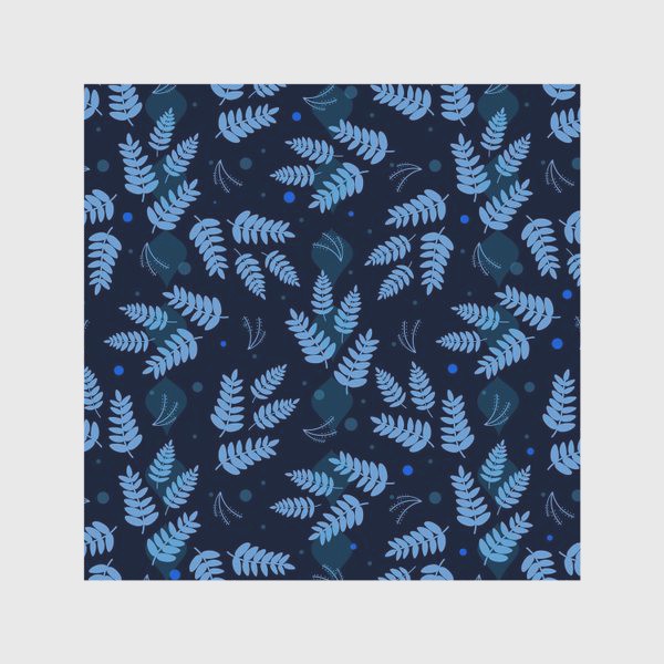 Скатерть «Синие листья и ветки на темном фоне. Скандинавский стиль. Зимний узор»