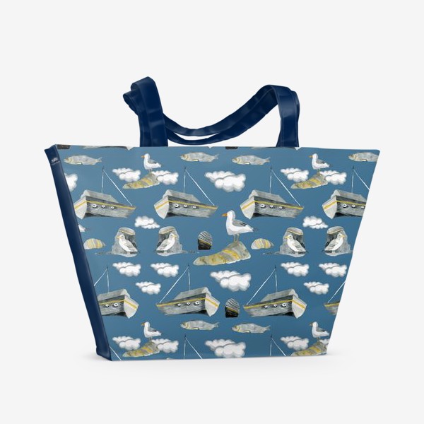 Пляжная сумка «Море, чайки, корабли»