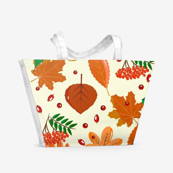 Пляжная сумка «рябина и листья»