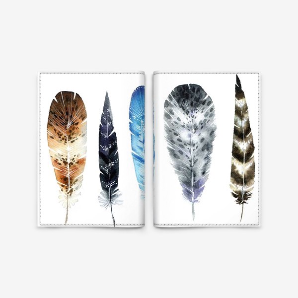 Обложка для паспорта &laquo;Пять красивых перьев&raquo;