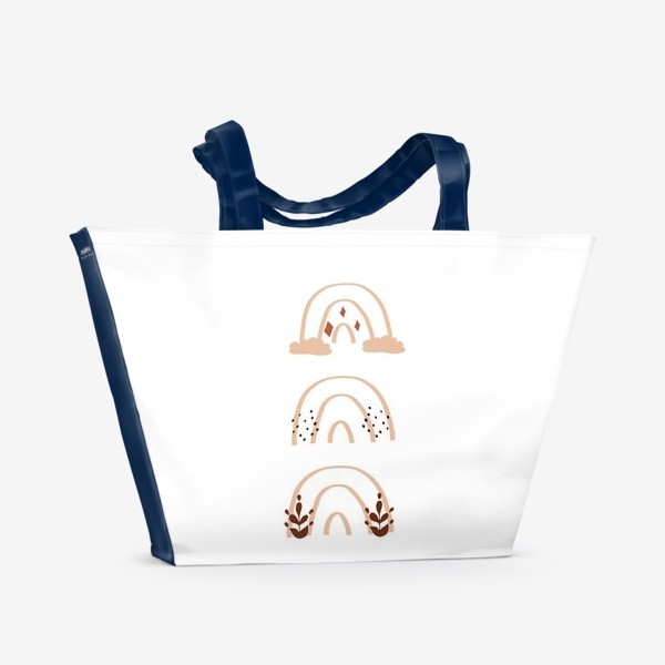 Пляжная сумка &laquo;Бежевые радуги с орнаментом. Бохо, богемиан, модерн, минимализм&raquo;