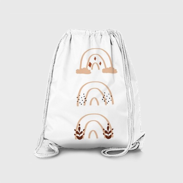 Рюкзак «Бежевые радуги с орнаментом. Бохо, богемиан, модерн, минимализм»
