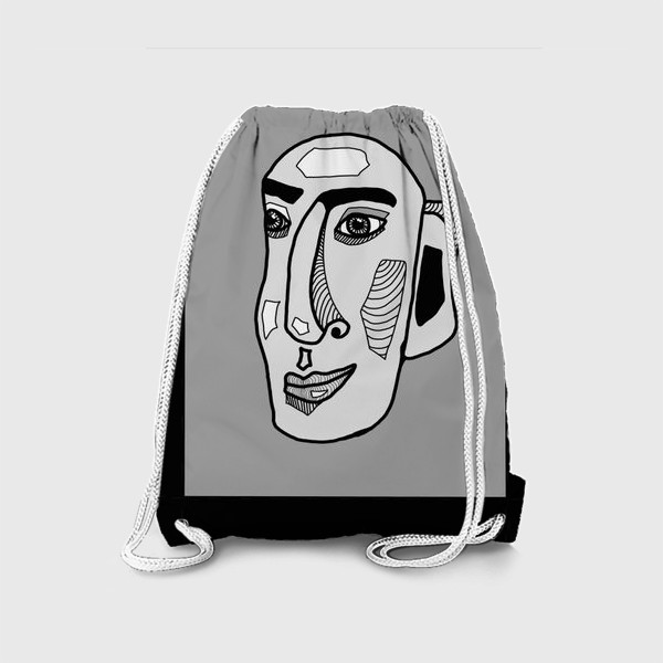 Рюкзак «Черно-белый портрет мужчины на сером, кубизм»