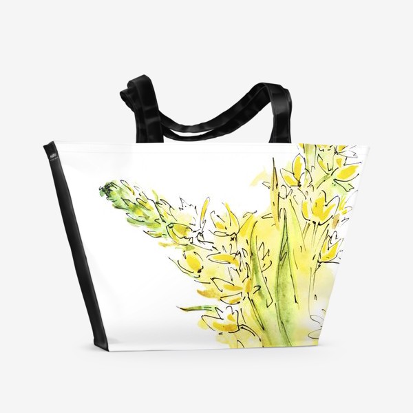 Пляжная сумка «Желтые цветы. Акварель.»