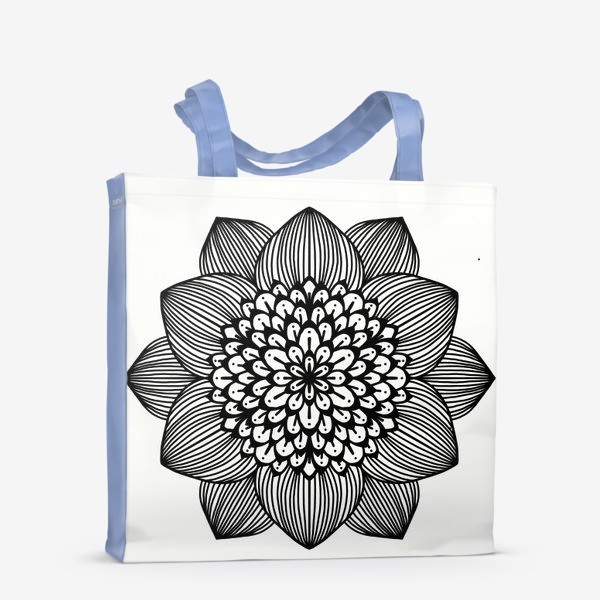 Сумка-шоппер «Черно-белый геометрический цветок мандала»