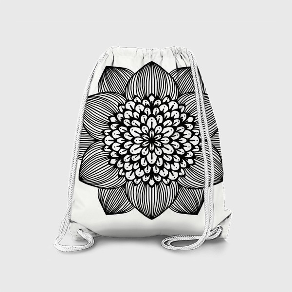 Рюкзак «Черно-белый геометрический цветок мандала»