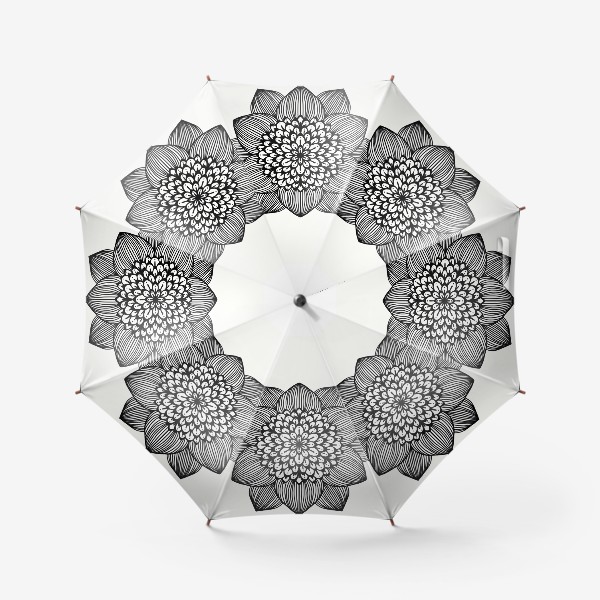 Зонт «Черно-белый геометрический цветок мандала»