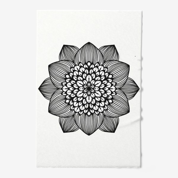 Полотенце &laquo;Черно-белый геометрический цветок мандала&raquo;