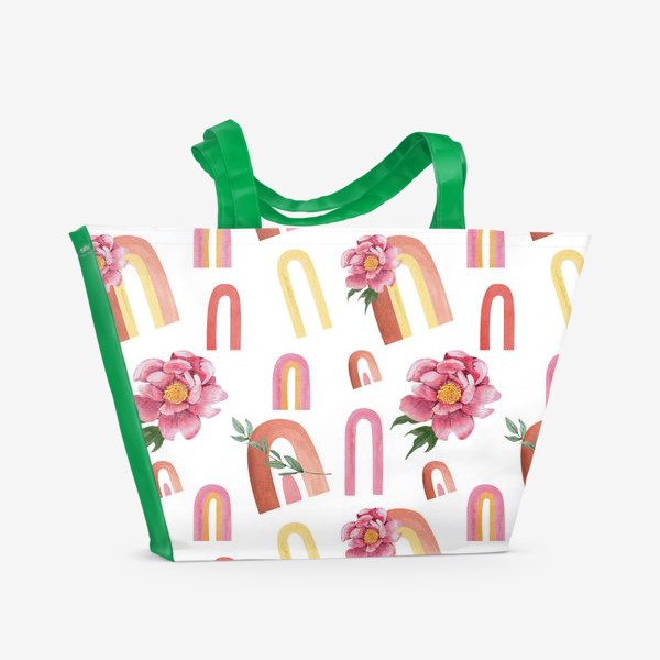 Пляжная сумка &laquo;разноцветные радуги с цветами в стиле бохо&raquo;